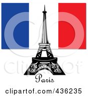 Poster, Art Print Of The Eiffel Tower Against The French Flag And Above Paris Text