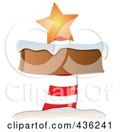 Poster, Art Print Of Blank Red And White North Pole Sign With Snow And An Orange Star