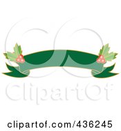 Poster, Art Print Of Green Blank Christmas Ribbon Banner With Holly