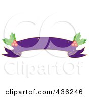 Poster, Art Print Of Purple Blank Christmas Ribbon Banner With Holly