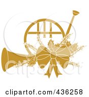 Yellow Christmas French Horn With Holly And A Bow