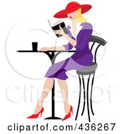 Royalty Free RF Clipart Illustration Of A Beautiful Blond French Woman Reading A Book At A Bistro Table by Pams Clipart #COLLC436267-0007