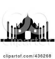 Royalty Free RF Clipart Illustration Of A Black And White Silhouette Of The Taj Mahal India by Pams Clipart