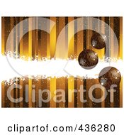 Royalty Free RF Clipart Illustration Of A Gold Disco Ball Christmas Ornament Background With A Bar Of White Grunge