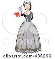 Royalty Free RF Clipart Illustration Of A Victorian Woman Using A Feather Duster