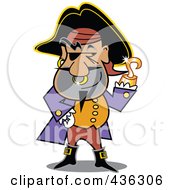 Male Pirate With A Shiny Gold Hook Hand