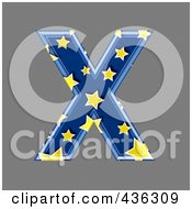 Poster, Art Print Of 3d Blue Starry Symbol Capital Letter X