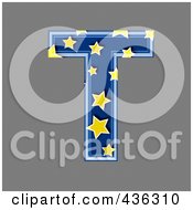 3d Blue Starry Symbol Capital Letter T by chrisroll
