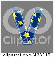 Royalty Free RF Clipart Illustration Of A 3d Blue Starry Symbol Capital Letter V