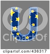 Royalty Free RF Clipart Illustration Of A 3d Blue Starry Symbol Capital Letter U