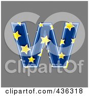 Poster, Art Print Of 3d Blue Starry Symbol Lowercase Letter W