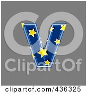 Royalty Free RF Clipart Illustration Of A 3d Blue Starry Symbol Lowercase Letter V