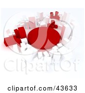 Clipart Illustration Of Scattered 3d Red And White Blank Pie Charts And Bars Of Graphs