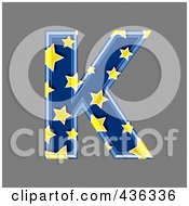 Poster, Art Print Of 3d Blue Starry Symbol Capital Letter K