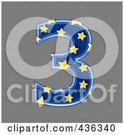 Royalty Free RF Clipart Illustration Of A 3d Blue Starry Symbol Number 3
