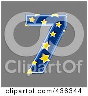 Royalty Free RF Clipart Illustration Of A 3d Blue Starry Symbol Number 7