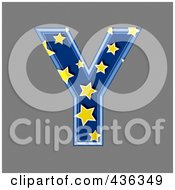 Royalty Free RF Clipart Illustration Of A 3d Blue Starry Symbol Capital Letter Y