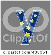 Royalty Free RF Clipart Illustration Of A 3d Blue Starry Symbol Lowercase Letter Y