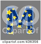 Poster, Art Print Of 3d Blue Starry Symbol Capital Letter M