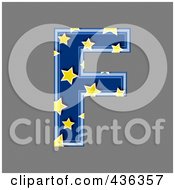 Royalty Free RF Clipart Illustration Of A 3d Blue Starry Symbol Capital Letter F