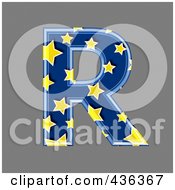 Poster, Art Print Of 3d Blue Starry Symbol Capital Letter R