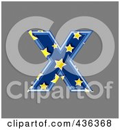 Poster, Art Print Of 3d Blue Starry Symbol Lowercase Letter X