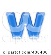 3d Blue Symbol Lowercase Letter W