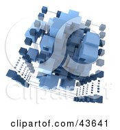 Clipart Illustration Of A 3d Structure Composed Of Light And Dark Blue Cubes