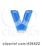 3d Blue Symbol Lowercase Letter V
