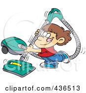 Poster, Art Print Of Happy Boy Using A Vacuum