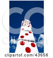 Poster, Art Print Of 3d Stack Of Red And White Dice Building Up Towards The Sky