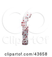 Crumbling Tower Of 3d Dice On White