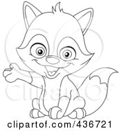 Royalty Free RF Clipart Illustration Of An Outlined Cute Baby Fox by yayayoyo