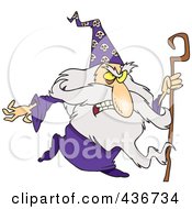 Royalty Free RF Clipart Illustration Of A Mad Wizard With A Cane by toonaday