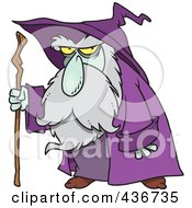 Royalty Free RF Clipart Illustration Of An Old Wizard Using His Cane