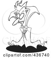 Royalty Free RF Clipart Illustration Of A Line Art Design Of A Creepy Old Vampire