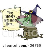 Poster, Art Print Of Witch Holding Up A Piece Of Paper With Sample Text