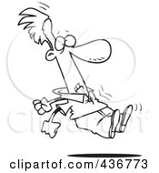 Royalty Free RF Clipart Illustration Of A Line Art Design Of A Man Being Lifted Off The Ground In Heavy Wind by toonaday