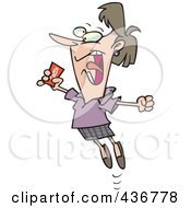 Royalty Free RF Clipart Illustration Of A Happy Woman Holding A Winning Lottery Ticket