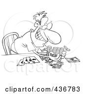 Poster, Art Print Of Line Art Design Of A Man Taking His Poker Winnings