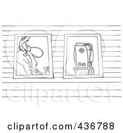 Royalty Free RF Clipart Illustration Of A Line Art Design Of A View Of A Man Watching Television Through Windows by toonaday