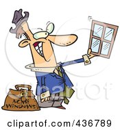 Poster, Art Print Of Window Salesman Holding Up A Window