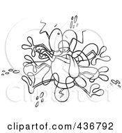Royalty Free RF Clipart Illustration Of A Line Art Design Of A Bug Splatting On A Windshield