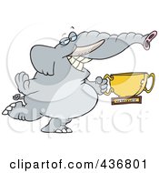 Poster, Art Print Of Successful Elephant Holding A Trophy Cup