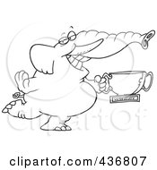 Royalty Free RF Clipart Illustration Of A Line Art Design Of A Successful Elephant Holding A Trophy Cup by toonaday