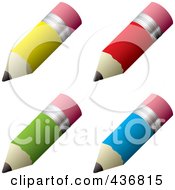 Royalty Free RF Clipart Illustration Of A Digital Collage Of 3d Colorful Pencils by michaeltravers