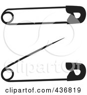Royalty Free RF Clipart Illustration Of A Digital Collage Of Black And White Safety Pins by michaeltravers #COLLC436819-0111