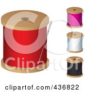 Royalty Free RF Clipart Illustration Of A Digital Collage Of Colorful Reels Of Thread With Needles