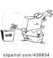 Poster, Art Print Of Line Art Design Of A Man Putting His Ballot Into A Vote Box