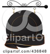 Round Black And Gold Shingle Sign With A Blank Banner